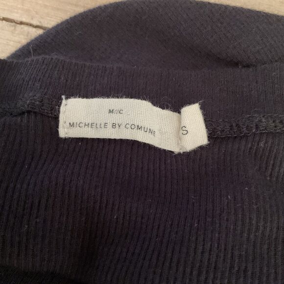 Michellle By Commune Black Ribbed Short Sleeve T Shirt Ruffled Bottom, Size S - Picture 8 of 11